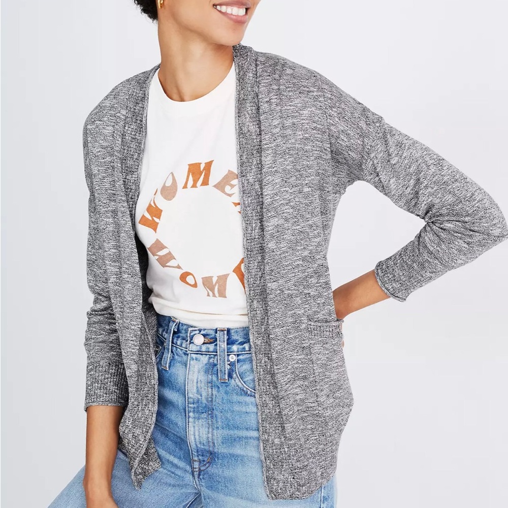 Grey Madewell Marled Bradley Cardigan Sweater- Small